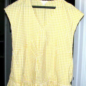 YELLOW & WHITE Seersucker Top Plus Size XL Time & Tru
